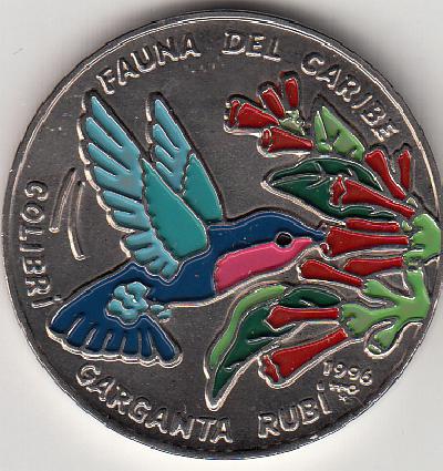 Beschrijving: 1 Peso HUMMINGBIRD Coloured